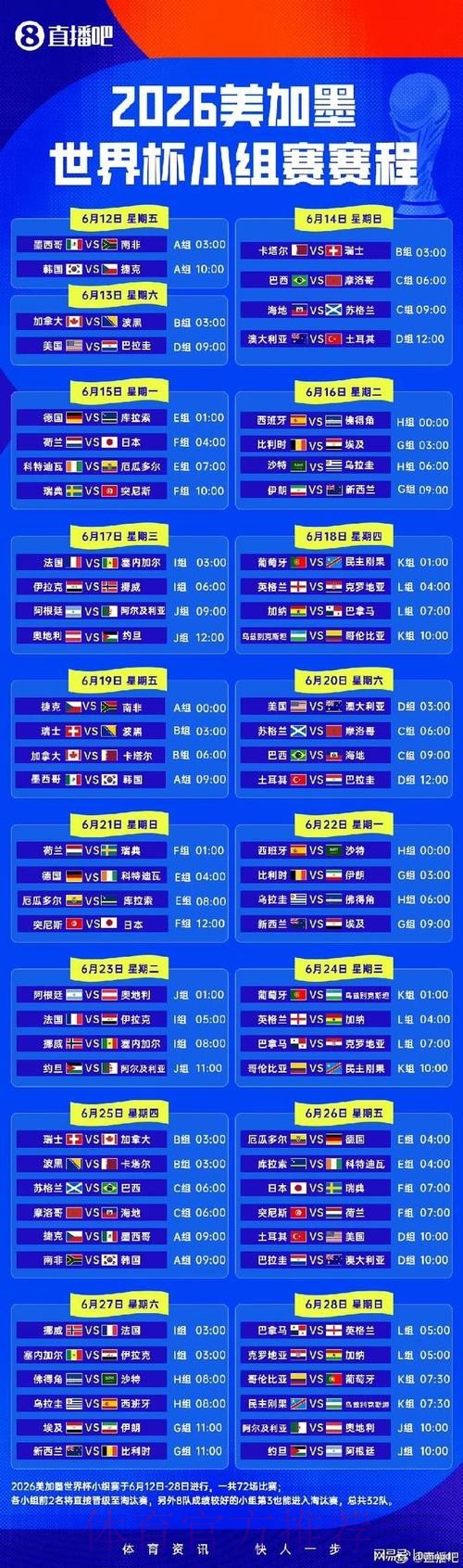 2026世界杯完整赛程一览实时赛程在哪里看